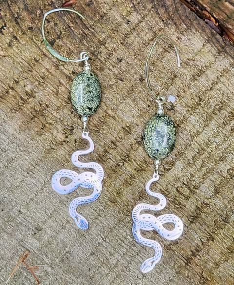 Silver snake earrings