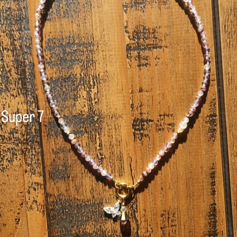 Super Seven necklace with tiny faceted beads